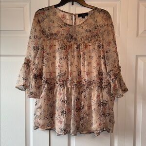 Suzanne Betro Floral Ruffle Blouse XL
